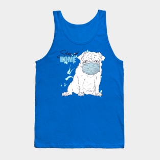 dog wearing mask - stay at home Tank Top